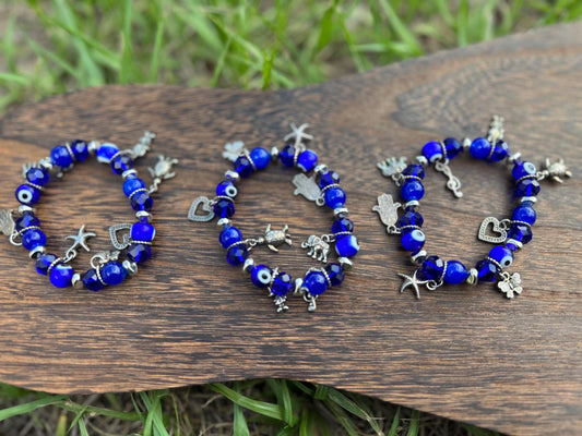 Evil eye bracelet with charms