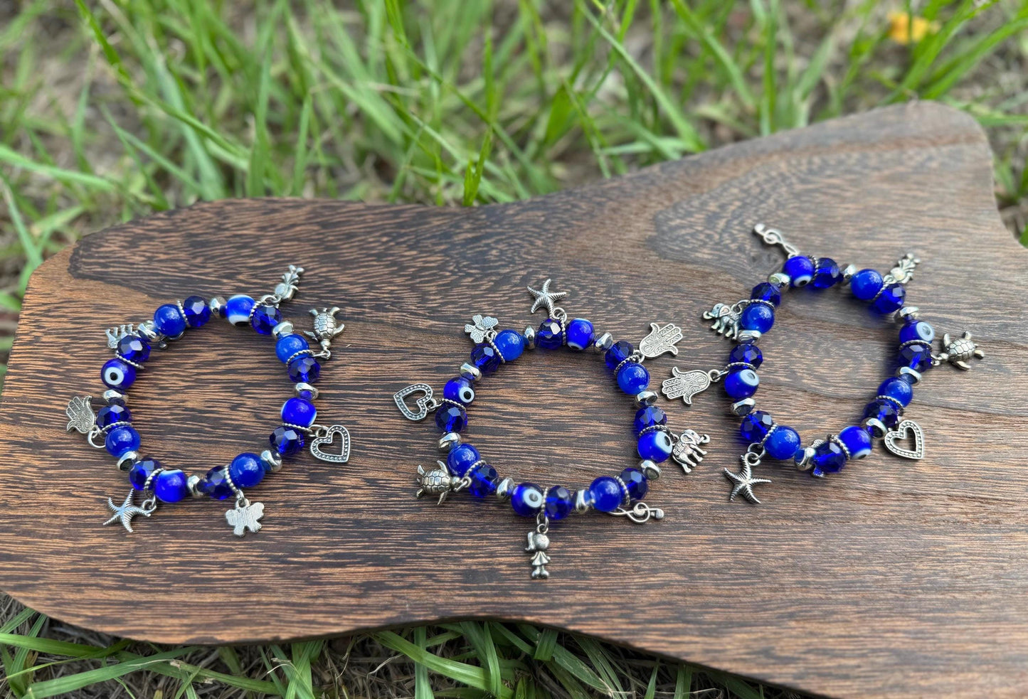 Evil eye bracelet with charms